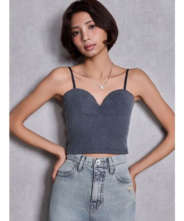 ショルダーストラップリブベアビスチェ