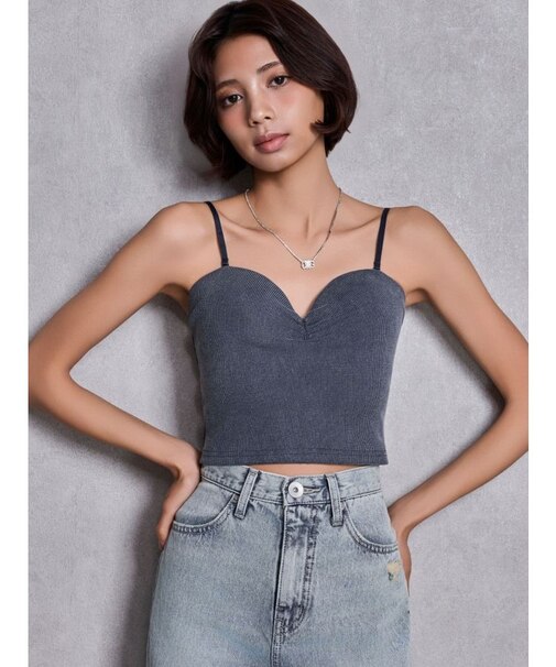 ショルダーストラップリブベアビスチェ