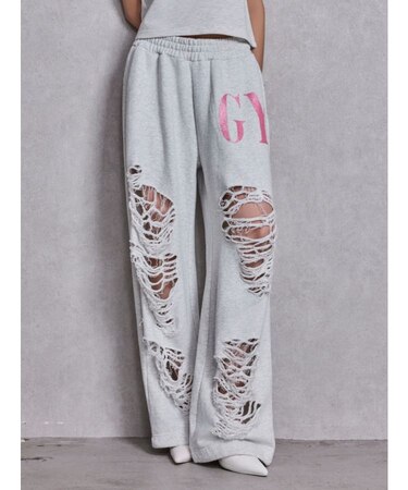 GYDA×DC ダメージSPARKLE LOGOスウェットパンツ