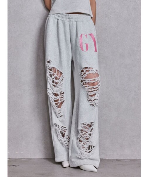 GYDA×DC ダメージSPARKLE LOGOスウェットパンツ