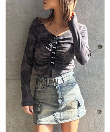 【TINY】HOOK ME UPギャザーショートトップス