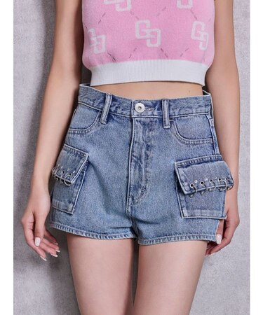 ring bijou studsデザインデニムショートパンツ