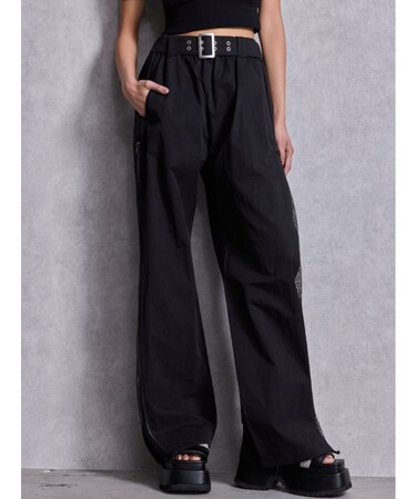 SIDE ZIPメッシュスリットパンツ