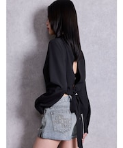 BACK OPENリボンショートシャツ