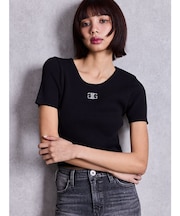 symmetry GYDAプレートハーフスリーブニットTOPS