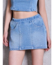 bijouカットデニムミニスカートライクショートパンツ