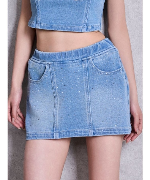 bijouカットデニムミニスカートライクショートパンツ
