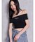 Gyda bijouサイドラインオフショルショートTOPS