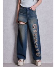ハイウエストGYDA CUT OUT SIDE RIPPEDデニムパンツ
