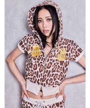 GYDA×GALFY leopard pileパーカー