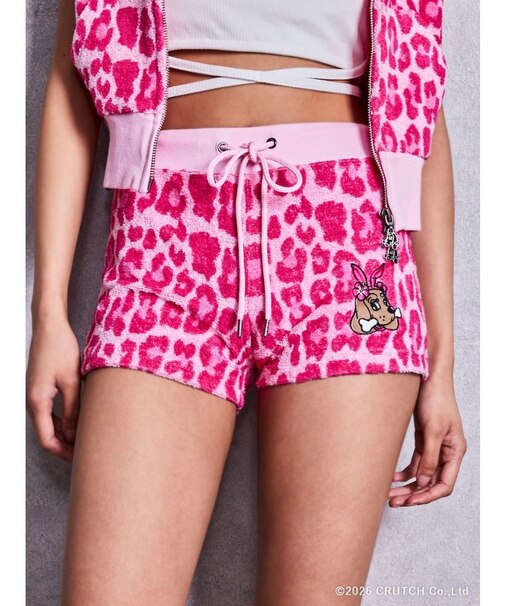 GYDA×GALFY leopard pile マイクロショートパンツ