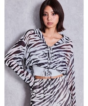 GG ZEBRA SHEERリボンショートブラウス