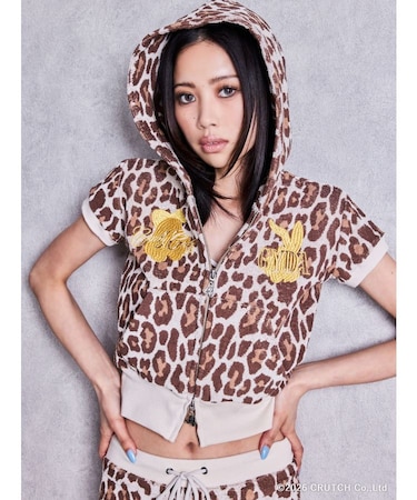GYDA×GALFY leopard pileパーカー
