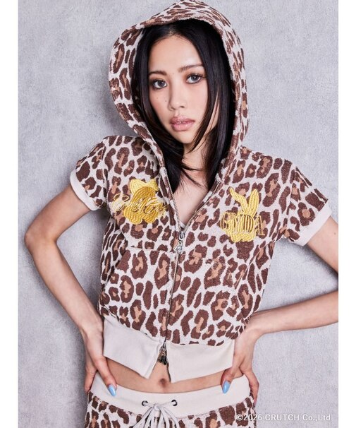 GYDA×GALFY leopard pileパーカー