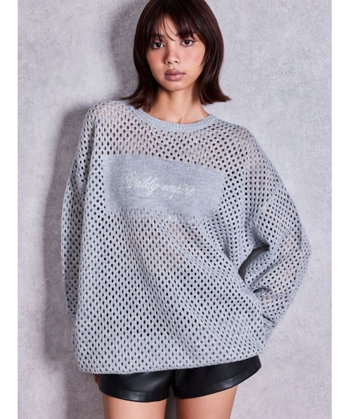 Valdy empire embroideryメッシュニットトップス