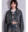 belt collarダメージショートデニムGジャン