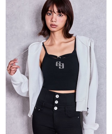 bijou string ZIP UPスウェットパーカー