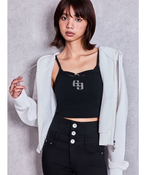 bijou string ZIP UPスウェットパーカー