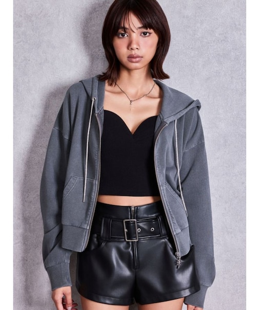 bijou string ZIP UPスウェットパーカー