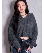 HANDニットライクショートHOODIE
