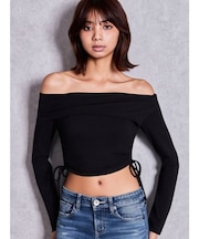サイドギャザーオフショルトップス