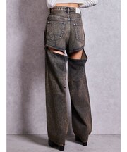 ハイウエストBACK OPEN BARREL LEGデニムパンツ