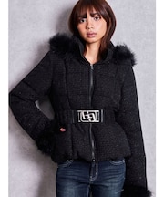 GGベルト付 lame tweed ショートダウンコート