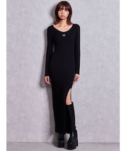 SymmetryGYDAプレートlong sleeveニットロングワンピース