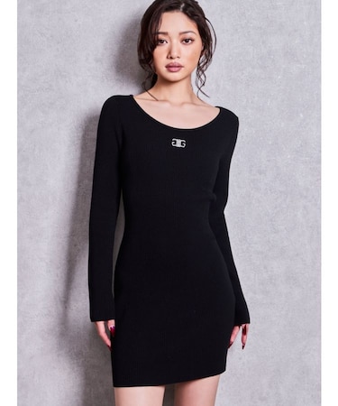 SymmetryGYDA プレートlong sleeveニットワンピース