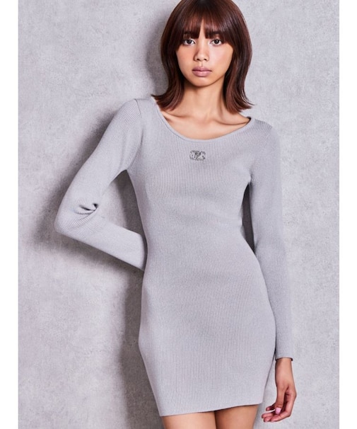 SymmetryGYDA プレートlong sleeveニットワンピース