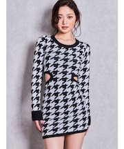 LONG SLEEVE SIDE OPENニットミニワンピース