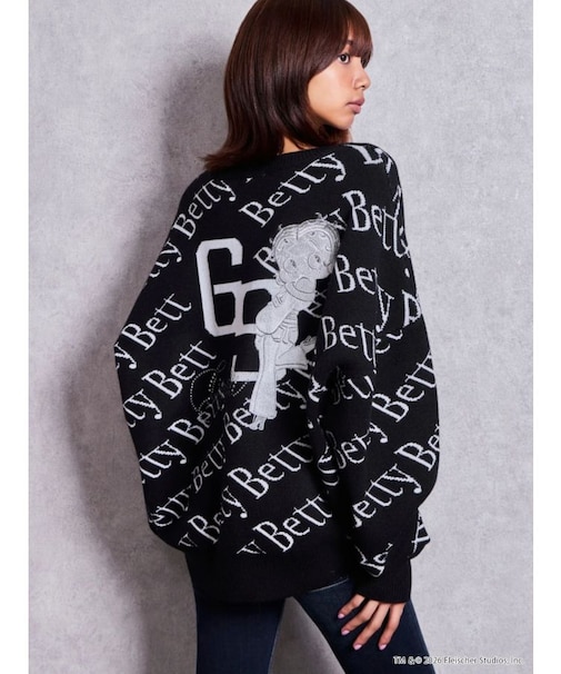 BETTY×GYDA slanting patternニットトップス