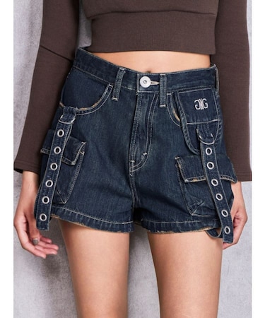 ハイウエストEYELET STRAP CARGOショートパンツ