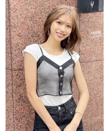 シアーキャミレイヤードトップス