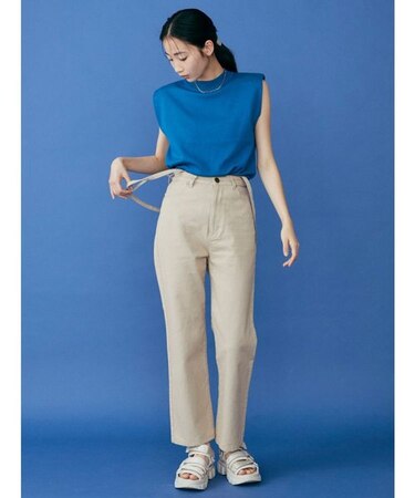 サスペンダーツイルストレートパンツ