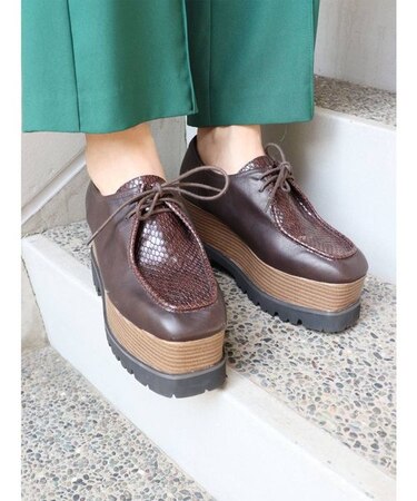 レースアップウェッジシューズ