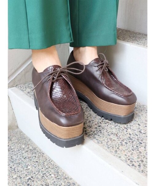 レースアップウェッジシューズ