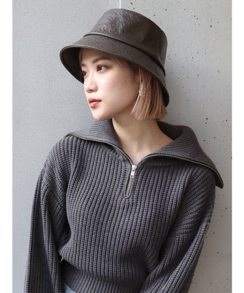 レザーライクバケットハット