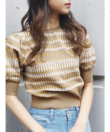 ジオメトリックボーダーニット