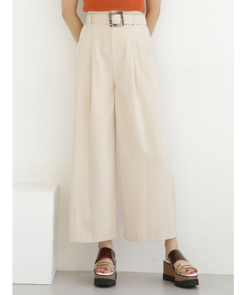 ハイウエストタックワイドパンツ