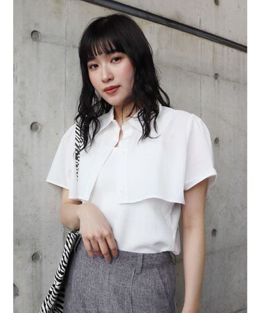 レイヤードクロップドシャツ