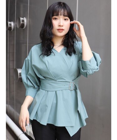 カシュクールペプラムシャツ