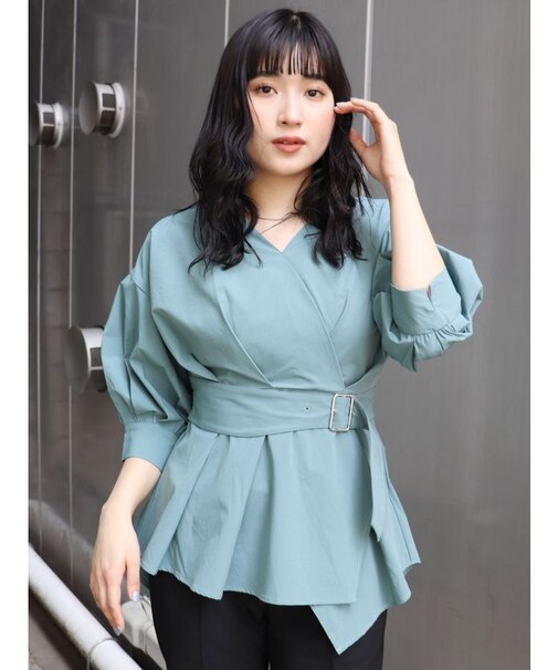 カシュクールペプラムシャツ