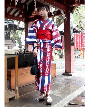 MURUA浴衣SET【太縞に椿】