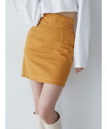 ハイウエストステッチミニスカート【セット販売対象】