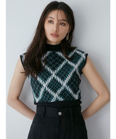 ジオメパターンニットタンク