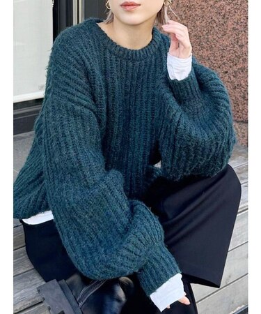 モヘヤ混クルーネックニット【WEB限定ニット】