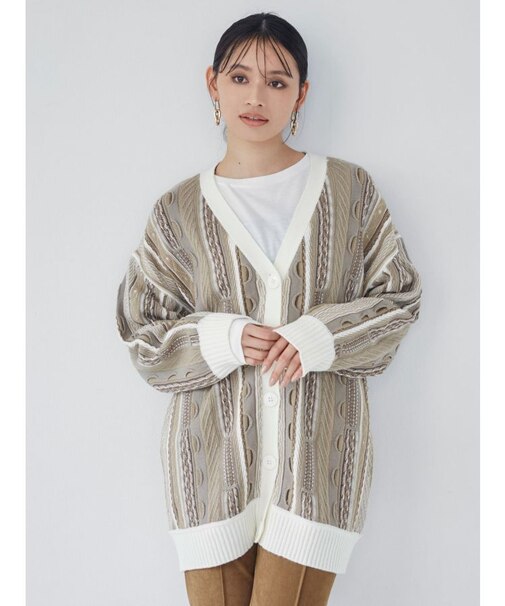 グラフィカルジャガードニットカーディガン【WEB限定カーデ】