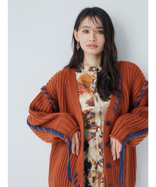 レースアップステッチカーディガン【WEB限定カーデ】