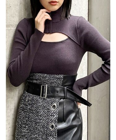 ハーフジップカットニット